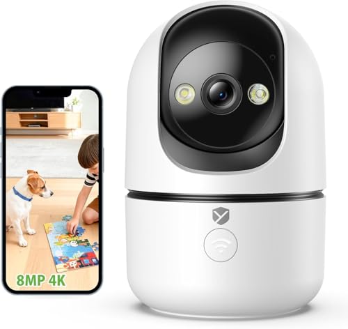 YESRAMO 800万画素・2G/5GWiFi両対応 ペットカメラ 4K画質 ネットワークカメラ 安定信号 室内監視カメラ ベビー ペット 高齢者向けの見守りカメラ 留守番 24時間全日録画 ベビーモニター 自動追跡 遠隔操作 AI動体検知 警報通知 双方向音声 家族共有 簡単設定 技適認証済み ブラック