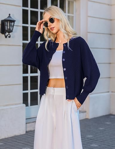 Totatuit Fall Outfits for Women 2024 Women's Cardigan Lightweight Long Sleeve Sweater Crewneck Knit Button Down Casual Top4