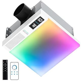 VallisCo Bathroom Exhaust Fan with Light, Bluetooth Speaker, Odor & Humidity Sensors, 230 CFM Quiet Ceiling Fan with 3 Dynamic RGB Lighting, 3CCT - Remote App Control - Compatible with Alexa