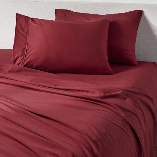 PeachSkinSheets Deep Crimson Red Sheet Set - 1500tc Level of Softness - Extra Soft Cooling Sheets for Hot Sleepers and Night Sweats - XL Twin Size