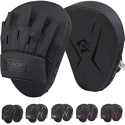 AQF Mitaine Boxe, Patte d'Ours, Pao, Cible Rex en Cuir Incurvé pour Thai Frappe, Focus Gant pour MMA, Muay Thai, Kickboxing, Karaté & Arts Martiaux