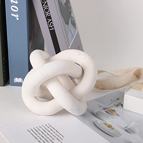 Renococo Wood Chain Link Decor 3-Link,6 Inch Dia Wood ,White/Wood Color Hand Carved,Knot Decorative Object,Coffee Table Decor,Country Chain Knot Decor,Mom Gifts thumb #4