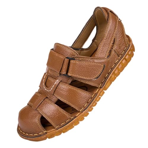 Men's Closed Toe Sandals Leather Business Sandals Beach Fisherman Sandals Walking Hiking Sandals