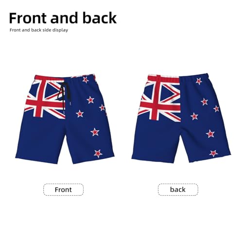 New Zealand Flag Youth Beach Pants, Soft and Breathable, with Drawstring Waist, Suitable for Sports and Leisure.2