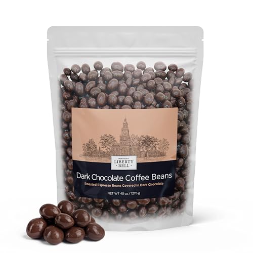 Liberty Bell Dark Chocolate Covered Roasted Espresso Coffee Beans Candy, 45 Ounce Bag