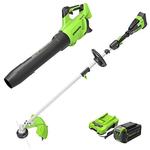 Greenworks 40V 16 in String Trimmer & 550 CFM Blower Combo, 4.0 Ah Battery