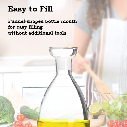 Affogato Glass Oil Bottle With Spout, Olive Oil Dispenser Vinegar Drizzler Pourer Stopper Pot, Soy Sauce Vinegar Cruet Non Drip Heat-Resistant For Cooking Kitchen Restaurant Bbq (8.5 Oz) #TOP3