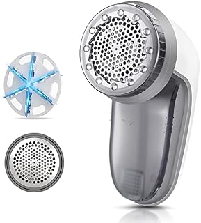 Holiia Lint Remover, Portable Fabric Shaver USB Lint Shaver, Sweater Defuzzer with More Efficient 6-Blade Design, 2-Speeds Adjustment, 1 Replaceable Stainless Steel Blades(Grey