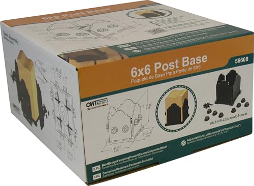 Image of Ozco Laredo Sunset 6x6 Post Base Kit, Includes Decorative Plates, Hex Cap Nuts, OWT Timber Screws, Galvanized Steel for Pergolas | 56608