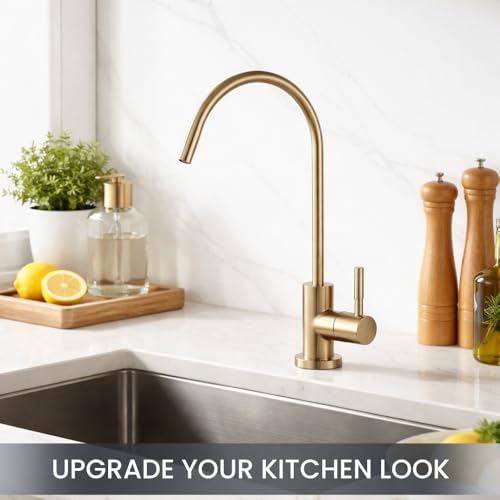 Image of AMPEREUS RO Faucet for Water Purifier, Premium Golden RO Tap Extender with Smooth Flow Control, Durable Water Tap for Kitchen Use, Leakproof Design & Easy Installation