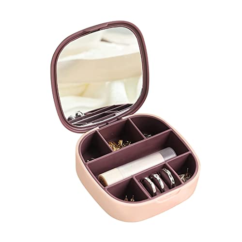 ZMREN Boîte à Bijoux de Voyage femme, Organisateur de bijoux avec miroir, Pour Bagues, Boucles d’oreille, Colliers, Rouge à lèvres, Cadeau Parfait Cover