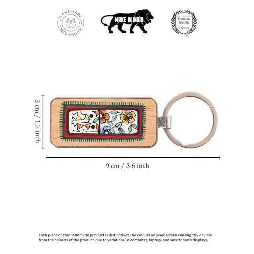 Image of AAKRITI ART CREATIONS Handcrafted Key Ring for Men & Women - Wooden, Leather & Artistic Keychain with Clip or Bottle Opener, Stylish Key Holder Accessory