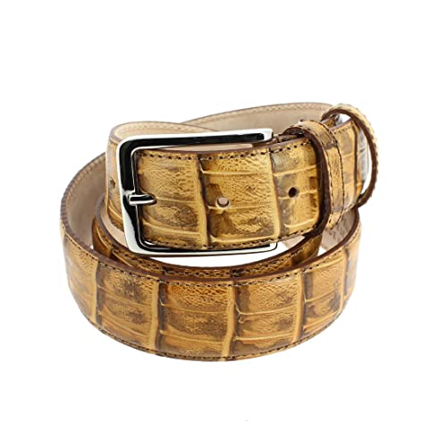 Ceinture marron camel Tony & Paul en cuir véritable gaufré pour homme