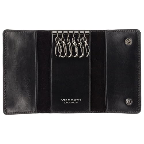 Visconti Enzo Collection Dino Leather Key Case/Wallet ENZ76, Black Shadow