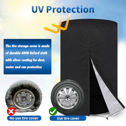 Image of KALINCO Tire Cover, Waterproof Tire Storage Bag, Dust-Proof Seasonal Tire Cover, Universal Spare Tire Storage Cover, Fits up to Diameter 25 inch Tires, 2 Pack