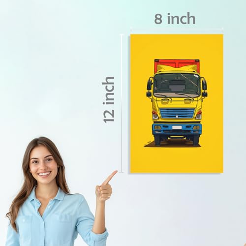 Image of SiddArtify Vibrant Truck Art Print Set - Colorful Truck Illustrations - 300GSM Board - 8x12 Inch - Pack of 6 Wall Room Decoration art Poster Prints