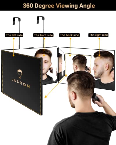 3 Way Mirror For Self Hair Cutting With Lights, Rechargeable 360 Trifold Barber Mirrors Led Makeup Mirror, Light Up Mirror To See Back Of Head, Diy Haircut Tool Are Good Gifts For Men Women (With Led) #TOP1