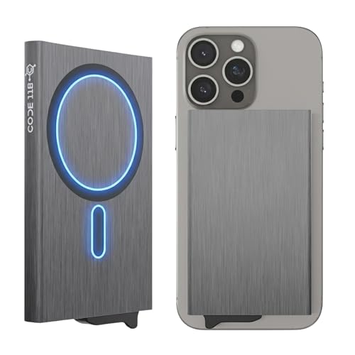 Image of CODE 118 Wallet for Men - Slim Minimalist Aluminum Magnetic Card Holder - RFID Blocking Front Pocket Mag Safe Wallet with Strong Magnet Attachment (Brushed Grey)