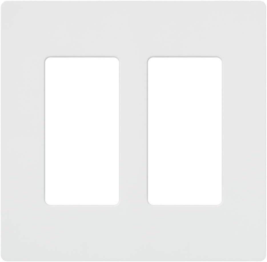 Lutron Claro 2 Gang Decorator/Rocker Wallplate, Gloss, White (48-Pack) | CW-2-WH