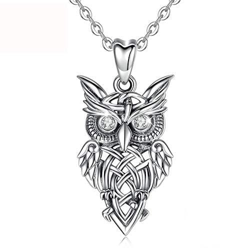 Collier hibou en argent sterling 925 avec pendentif ciselé et finitions haute joaillerie
