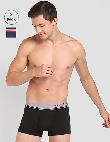 Image of U.S. Polo Assn. Mens Solid Cotton Spandex I014 Trunks - Pack of 2