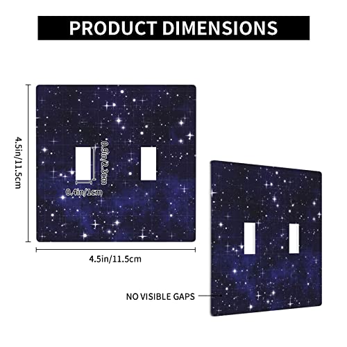 Veizkuo Galaxy Star Space Light Switch Cover Plate Double Toggle Decorative Wall Plate 2 Gang Standard Size Home Decor 4.5'' X 4.5'' #TOP3