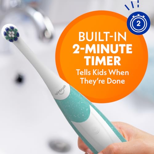 Spinbrush Escova de dentes elétrica infantil, cintilante, alimentada por bateria