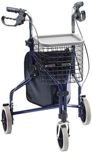 Drive Devilbiss Steel Tri-Walker with Vinyl Bag and Basket and Tray, Blue
