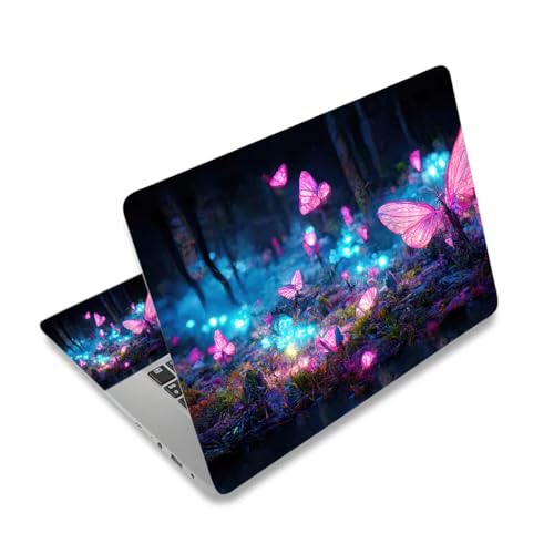 Autocollant pour ordinateur portable 17 pouces au motif papillon rose