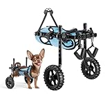 VEVOR Fauteuil Roulant pour Chien Pattes Arrières Chariot à 2 Roues Léger, Réglable en Hauteur, Largeur, Longueur, avec Roues Amortissantes, pour Chiens Blessés et Handicapés de 10 kg Max, Taille XS