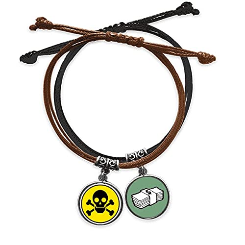 Pulsera de cuerda con patrón circular espantoso de químicas peligrosas y cuero