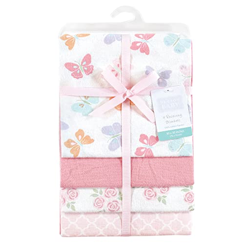 Image of Hudson Baby Unisex Baby Cotton Flannel Receiving Blankets, Pastel Butterfly, One Size