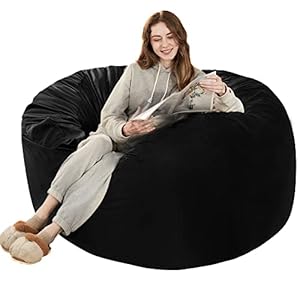HABUTWAY Bean Bag Chair: Giant 4′ Memory Foam Furniture Bean Bag Chairs for Adults with Microfiber Cover – 4Ft, Black