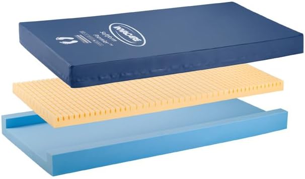 Invacare Premier Hospital Bed Mattress, Foam, Fluid-Resistant Cover Flexes in Right Places to Relieve Body Pressure, Firm Mid-Section & Soft Head/Feet Section, Enhanced Side Support for Safe Transfers product image