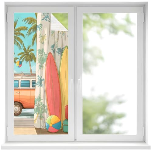 Película para ventana privacidad hojas tropicales 17.7x39.3 miniatura 1