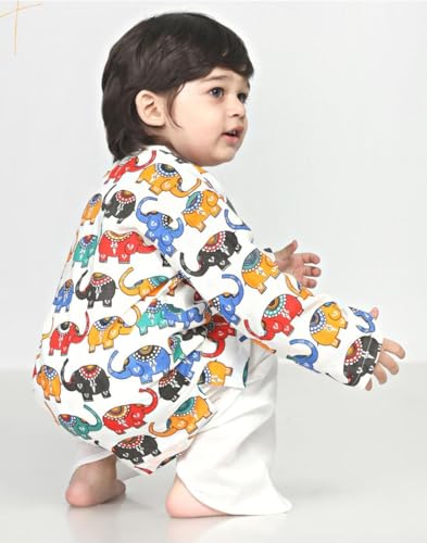 Image of POLKA TOTS 100% Cotton Elegant Traditional Dhoti Kurta Set for Baby Boys | Ultra-soft Cotton Ethnic Dress for Festivals and Weddings | Traditional Angrakha Dress for Kids Boys