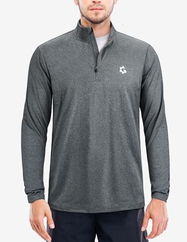 3Pack Quarter 1/4 Zip Pullover Men Dry Fit Sweatshirts Long Sleeve Running Athletic Golf Work Out Gym Fishing Shirt Quick Dry Outdoor Active Sports Shirts Gray Blue S2