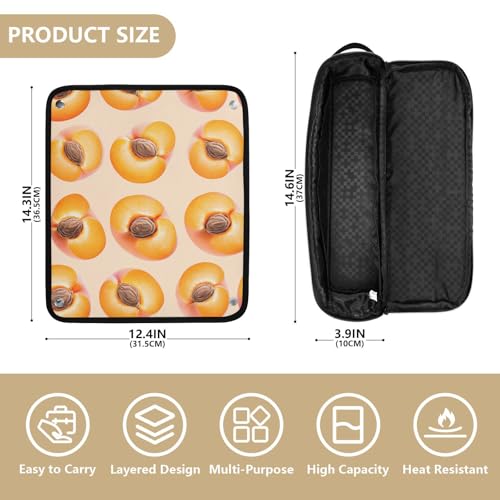 Bolsa de viaje para herramientas de cabello para mujeres con almohadilla resistente al calor, estuche grande para planchas de cabello y accesorios de cuidado capilar, dulce fruta albaricoque neutro miniatura 3