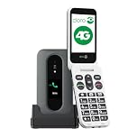 Doro - Leva L30 - Téléphone Portable Senior - Téléphone À Clapet 4G Débloqué - Écran Externe - Son HD - Appareil Photo -Touche d'Assistance avec GPS - Socle Chargeur Inclus - Noir/Blanc