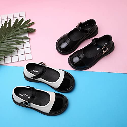 Girls Toddler/Little Kid/Big Kid Dress Shoes Non Slip Leather Sandals Princess School Party (White, 13.5 Little Child)2