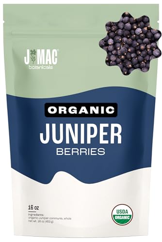 J MAC BOTANICALS, Organic Whole Juniper Berries, Certified USDA Organic, juniper for herbal infusions, seasoning beef, pork, turkey brine, soups, cocktail bombs