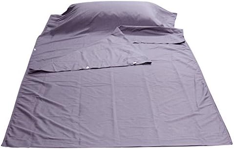 QILOVE Lightweight Portable Cotton Sheet Sleeping Bag Liner For Hotel, Traveling and Camping, 115 x 210cm (46 x 84 inch) (Grey)