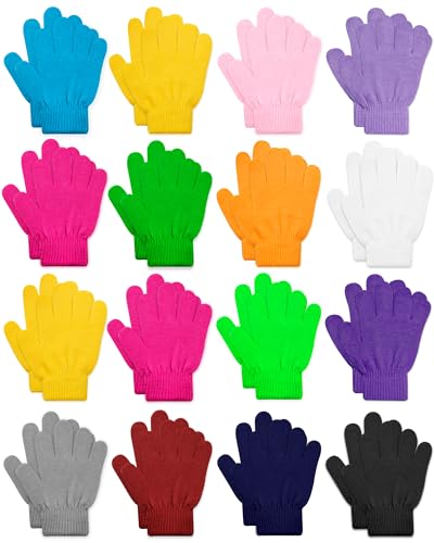 Image of ONESING 16 Pairs Kid Gloves Knitted Children Gloves Bulk for Boys Girls - Stylish and Snug Winter Accessories