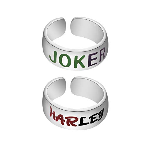 FAADBUK Joker Harlery Quinn Ring Couple Friendship Jewelry Boyfriend Girlfriend Gift Harley Quinn and Joker Lover Gift (Joker Harlery Set)