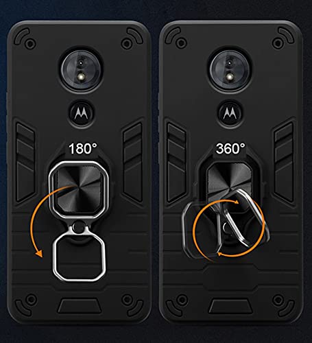 Image of Pikkme D5 Tough Armor Bumper Back Cover Case for Moto G6 Play |Ring Holder & Kickstand in-Built (Black)