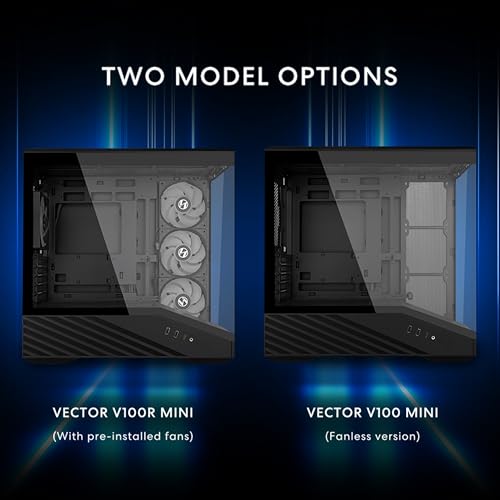 Image of Lian Li Vector V100 MINI Micro Form Factor Compact PC Case - Black(V100MIX) | Panoramic Tempered Glass, Support Backet-Connect Micro-ATX, 415mm GPUs, 360mm Radiator, 9 x 120mm Fans, Dust Filiter