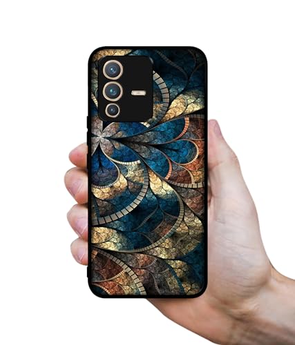 Image of Fractional Pattern Design Premium 2D Printed Metal Back Case Cover for Vivo V23 Pro 5G
