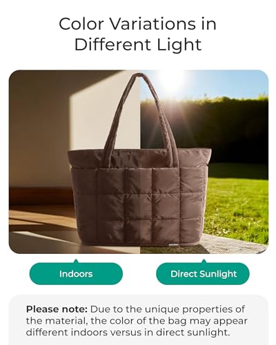 Image of BAGSMART Expandable Tote Bag for Women, Puffer Work Tote Handbag, Quilted Carry On Bag for Travel Gym