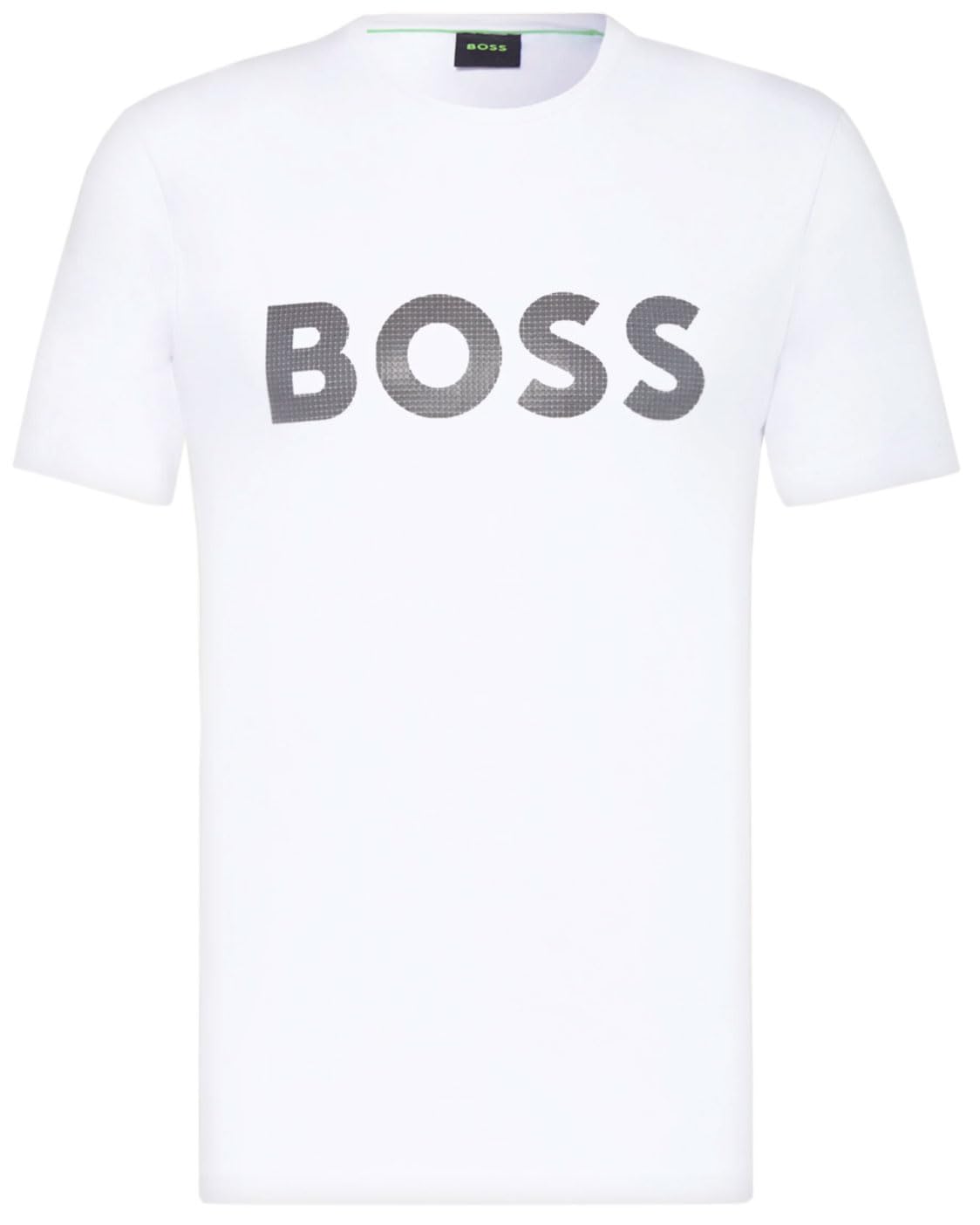 Hugo BossMen's White Tee 8 Reflective Decorative Logo Short Sleeve T-Shirt