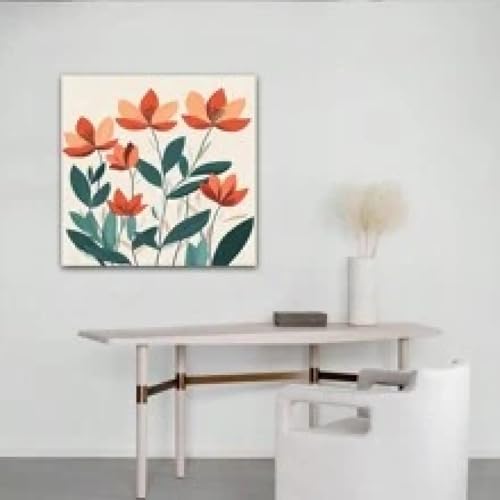 Toile murale fleurs oranges 40x40cm tableau déco pour salon et chambre - 4